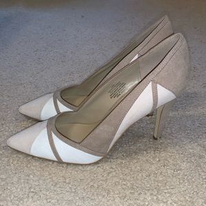 Nine West color block heels winter white